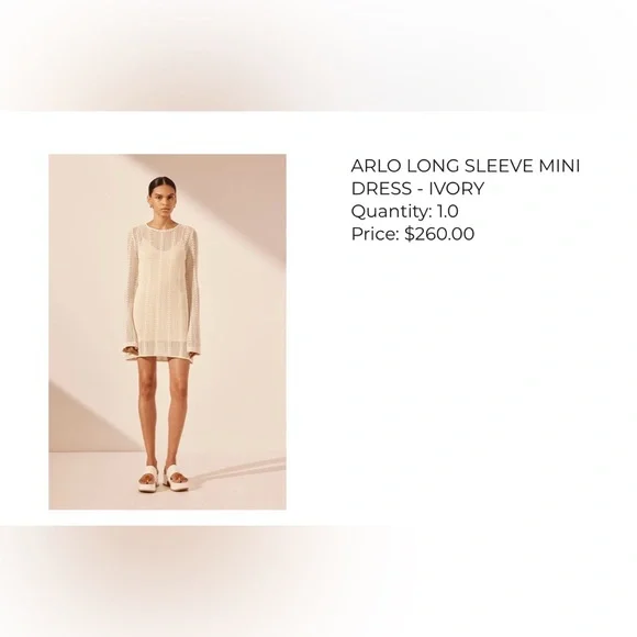 Shona Joy Arlo Long Sleeve Mini Dress Ivory XS Brand New - Picture 7 of 7